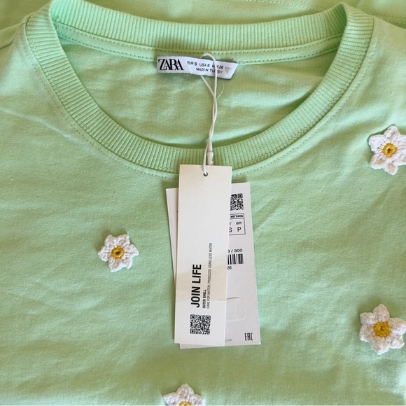 NWT Zara Crocheted Daisies Women's T-Shirt Small - Picture 10 of 13